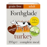 Forthglade Wet Dog Food (18 x 395g Trays) - Adult 1 year +, Grain Free with Turkey and Vegetables, Stomach Sensitive Dog Food with Natural Ingredients, Complete Hypoallergenic Dog Food