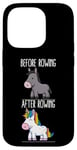 Coque pour iPhone 14 Pro Avant et après Rowing Unicorn Rower