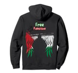 Palestine Flag Dad On Back Side Palestinian Angel Kids Wings Pullover Hoodie