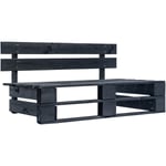 Banc palette de jardin Bois Noir vidaXL