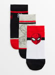 Disney Marvel Spider-Man Print Cropped Ankle Socks 3 Pack 6-8.5 Red male