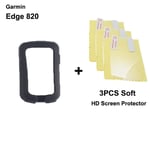 1 étui et 3 films de protection d'écran pour Garmin,compatible avec les modèles Edge 130 plus 520 530 540 830 840 1000 1030 1040 Explore 520 Plus et GPS - Type 820 HD Film