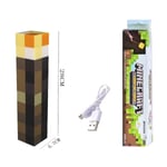 Minecraft LED-fackla, 11 tum USB-nattlampa, Officiell Brownstone-fackla för barns rum och spelare