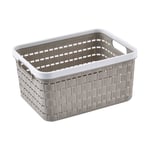 Boîte de rangement 18l en rotin, Plastique (pp) sans bpa, cappuccino, A4/18l (36.8 x 27.8 x 19.1 cm)