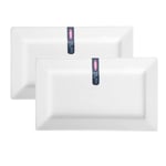 Serving Platter White Rectangle Fine Porcelain 25x15cm Modern Plate Tray 2pc Set