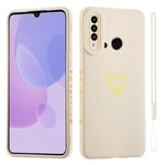 Jeelar ESONG Coque pour Huawei P20 Lite 2019/Huawei Nova 5i,avec Motif Coeur d'amour Doré Mignon/dragonne,Belle Case pour Femme/Fille,Ultra Fine Housse en Silicone Souple Fantaisie TPU Etui-Blanc