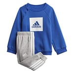 adidas Mixte bébé I 3slogo Jog Fl Pants Set, Top:white/Team Royal Blue Bottom:medium Grey Heather, 12 mois EU