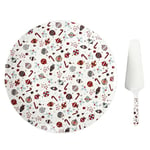 HOME DECO FACTORY, KA0393, Plat et Pelle à Tarte Multicolores pour Noël, Service de Table en Porcelaine, idéal pour Vos Repas festifs, diamètre 30 cm, Multicolore