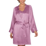 Lady Avenue Pure Silk Short Kimono Rosa silke Small Dame