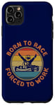 Coque pour iPhone 11 Pro Max Born To Race Kart Forcé de travailler Rétro Vintage Kart Racing