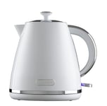 Daewoo Stirling Collection, 1.7 Litre Pyramid Kettle Filling Up To 7 Cups With 360° Swivel Base And Fully Removable Lid, User Friendly, Easy Cleaning, Safety Features, Stainless Steel, White