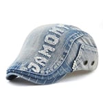 ZYM Casquette de cowboy plate vintage en tissu denim décontracté casquette à visière pour homme et femme chapeau jean tendance rétro comme sur la photo