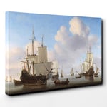 Big Box Art Willem Van de Velde The Younger Dutch Men of war Canvas Wall Art Print Ready to Hang Picture, 30 x 20 Inch (76 x 50 cm), Multi-Coloured