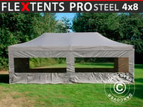 Snabbtält Depåtält Easy-up tält Eventtält Partytält FleXtents PRO Steel 4x8m Latte, inkl. 6 sidor