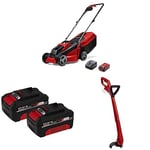 Einhell Power X-Change 18/30 Cordless Lawnmower With Battery and Charger & Einhell Power X-Change 18V, 4.0Ah Lithium-Ion Battery Twin Pack & Einhell Power X-Change 18/24 Lightweight Cordless Strimmer