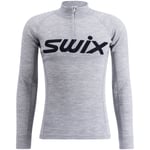 Swix RaceX Merino Half Zip, M's Light Grey Melange / Dark Navy L