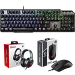 MSI VIGOR GK50 ELITE Mechanical Gaming Keyboard with MSI IMMERSE GH50 7.1 Virtual Surround Sound RGB Gaming Headset and MSI CLUTCH GM41 LIGHTWEIGHT RGB FPS Gaming Mouse (upto 16000 DPI Optical Sensor)