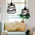 Wottes - 2 Pack Lustre Suspension Créatif Plafonnier Abat-jour Métal E27 pour Salon Chambre Bar - Noir