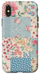 iPhone X/XS Blue & Pink Aesthetic Vintage Wildflower & Polka Dot Pattern Case