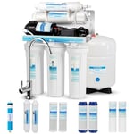 Geekpure système de filtration d'eau potable par osmose inverse en 5 étapes avec pompe de surpression et 4 filtres supplémentaires - 75GPD