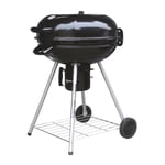 Barbecue de jardin ronde au charbon de bois sur roulettes avec couvercle et grille en acier-Diamètre 57 x Hauteur 86 cm