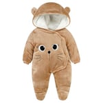 WYTbaby Combinaison Bebe Hiver Polaire Combinaison Pilote Bébé à Capuche, Manches Longues Ours Combinaison de Neige Garcon Fille 6-9 Mois