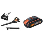 WORX WG583E.9 36V (40V MAX) Dual Battery Brushless Leaf Blower/Vacuum - (Tool only - battery & charger sold separately) and WA3551.1 18V (20V Max) 2.0Ah Battery Pack