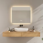 EMKE Miroir Lumineux 75 x 65 cm Miroir pour Salle de Bain à LED avec Éclairage + Interrupteur Tactile + Anti-buée + Lumière Naturelle 4300K