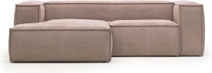 Blok, Chaiselong sofa, Venstrevendt, lyserød, H69x240x174 cm, fløjl