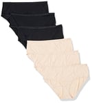 Amazon Essentials Culotte taille mi-haute (grandes tailles disponibles) Femme, Lot de 6, Noir/Pétale Clair, XL Grande taille