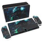 PlayVital Full Set Protective Stickers for Nintendo Switch OLED Model, Customized Vinyl Decal Skins for Switch OLED Console & Joycon & Dock & Grip - Game Over Hacker