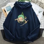 (MDark Blue7) Roronoa Zoro Print Hupparit Naiset Miehet Japani Anime Neulepuserot Hupullinen merkki Mies Nainen Hupulliset taskut Streetwear SHRY