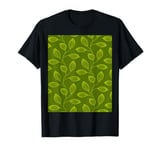 Climbing Vine Leaves In Dusty Olive On Green T-Shirt