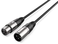 Audibax Silver Câble XLR Mâle vers XLR Femelle - Longueur 30 Mètres - Connecteurs OFC à Transmission de Signal Élevée - Enduit de PVC - Isolation Maximale - Diamètre 6 mm - Couleur Noir