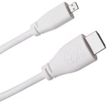 Raspberry Pi 4 Model B HDMI Cable, Micro HDMI To HDMI, 2m, White