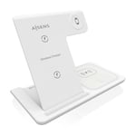 AISENS - ASCH-15W3WC044-W - 3-in-1 USB-C Wireless Charger 15W for Mobile, Apple Watch, Ariculars with Charging Case, White