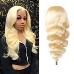 Blond Lace Front Peruk Mänskligt Hår 13x4 Body Wave 613 HD Transparent