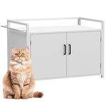 BAKAJI Meuble de litière pour chats relevé avec entrée latérale en forme de chat, armoire multifonction pour animaux domestiques, 2 portes, fermeture magnétique pour niche, structure en fer, 75 x 55 x