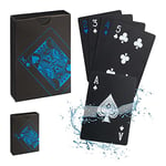 Relaxdays Set, Waterproof, 2 Poker Decks with 54, Synthetic Playing Cards, with Joker, Black, 9 x 6.5 x 2 cm