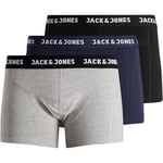 JACK & JONES Mens Anthony 3-Pack Boxer Shorts Grey/Navy/Black M