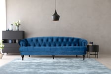 Skånska Möbelhuset Oxford deluxe chesterfield 3-sits soffa i blå sammet