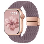 Higgs Bracelet Tressé Compatible avec Bracelet Apple Watch 40mm 41mm 38mm 44mm Ultra 2 49mm 46/45mm Femme,Fermoir magnétique Bracelets Elastique Nylon pour iWatch Series (42mm 10) 9 SE 8 7 6 5 4 3 2 1