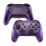 eXtremeRate Clear Atomic Purple Faceplate Backplate Handles for Nintendo Switch Pro Controller, DIY Replacement Grip Housing Shell Cover for Nintendo Switch Pro - Controller NOT Included