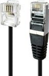 Cordon Adsl Rj11/Rj45 Connecteurs Mâle/Mâle Noir - 5M de longueur - Cordon doux et flexible pour relier à un boîtier ou un modem ADSL