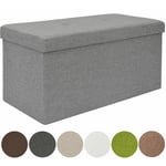 Dunedesign - Banc de Rangement 76x38x38cm coffre pliant 80L rembourré Gris Clair - grau