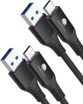 Usb C Câble [2pack,2m] Type C Câble Android Auto 3.1 Gen2 Usb A À C 3.1a Charge Rapide Câble De Transfert De Données 10gbit/S Pour Samsung Galaxy S23 S22 S21 Note 20 Pixel 7 Pro Noir