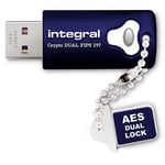 Integral Clé USB 3.0 Memory FIPS 197 Crypto Dual, chiffrement 256 bits - 32 Go bleu