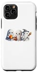 Coque pour iPhone 11 Pro Halloween Ghosts Witch Candy Corn Balai Citrouille Crochet Tricot