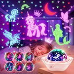 Veilleuse BéBé, 6 Films Veilleuse Enfant, 15 Couleurs 90 Lumières Veilleuse Bebe Lampe de Chevet Enfant,2400mAh Veilleuse Licorne Lumiere Chambre Lampe Projecteur,Kawaii Deco Chambre Bebe Veilleuse