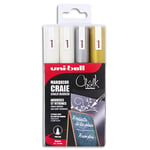 Uniball Marqueur craie Uni-ball Uni Chalk Marker - pointe moyenne 2 blanc / 1 argent or set de 4